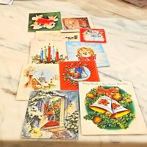 Vintage Christmas cards from the 40's and 50's lot of (10)